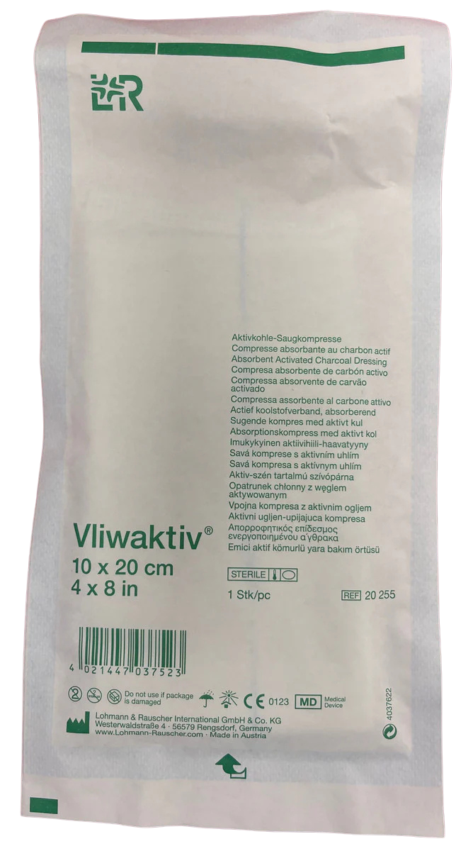 Vliwaktiv Charcoal Dressing 10Cmx20Cm Sterile (20255)