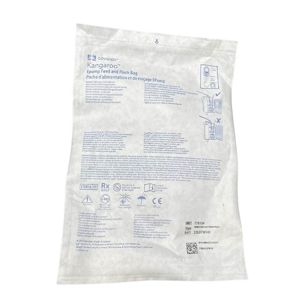 Kangaroo Epump Feed and Flush Bag Enteral Administration Set 1000mL (778104), Sterile