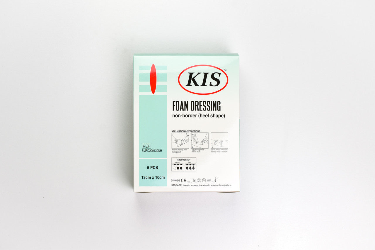 KIS Foam Dressing Heel Shape Non-Adhesive, 13cm x 10cm, Box of 5 (SMFD200130UH)