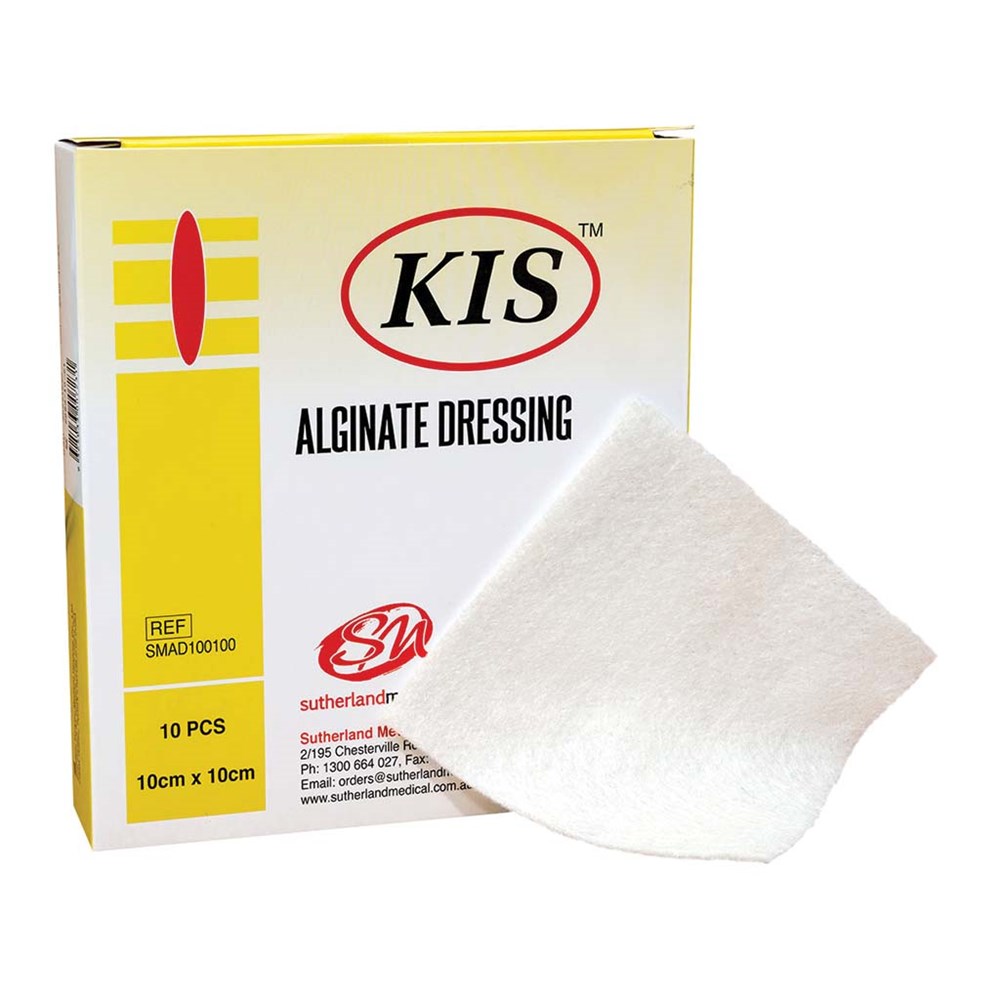 KIS Alginate Dressing Regular Sheet, Box of 10 - All Sizes