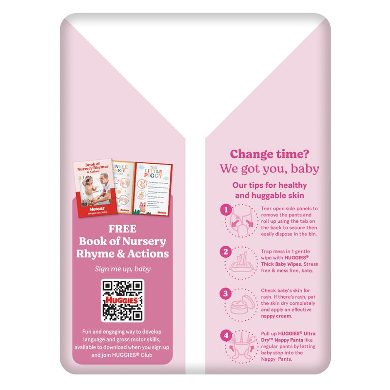 Huggies | Ultra Dry Nappy Pants Toddler Girls Size 4 (9-14kg ) 29Pcs Pack