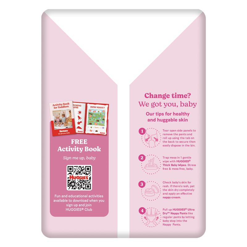 Huggies | Ultra Dry Nappy Pants Walker Girls Size 5 (12-17kg) 26Pcs Pack