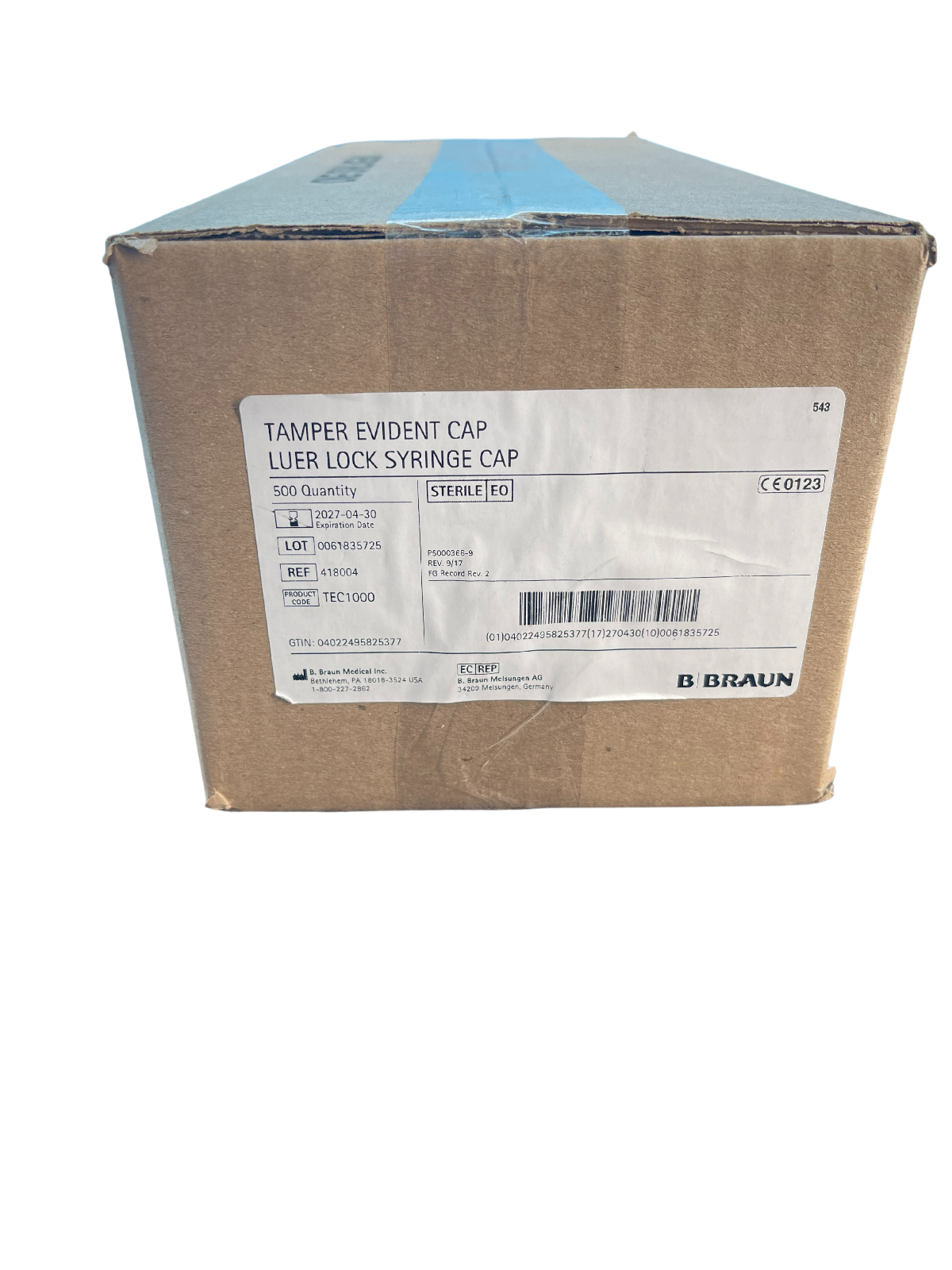 B. Braun Tamper Evident Syringe Cap For Luer Lock Syringe Red, TEC1000 (418004)