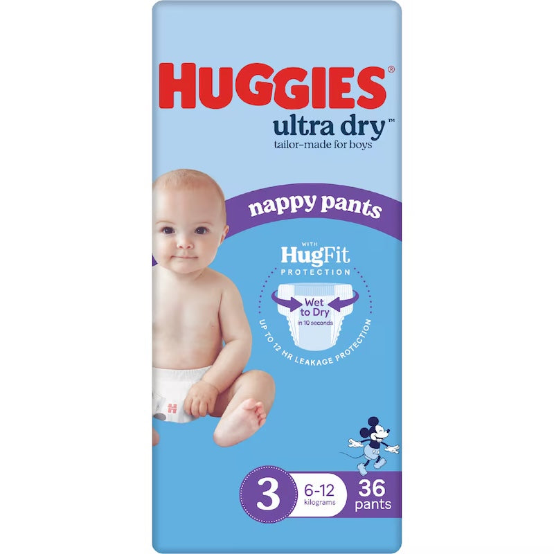 Huggies | Ultra Dry Nappy Pants Boys Size 3 (6-12kg) 36Pcs pack