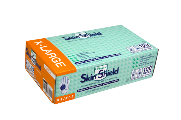 Universal Skin Shield Biodegradable Latex Examination Gloves, ASTM, Powder Free, Cream Colour HACCP Grade - All Sizes