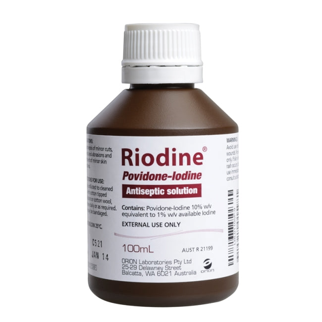 Riodine Povidone Iodine 10% Antiseptic Solution Hospital Grade