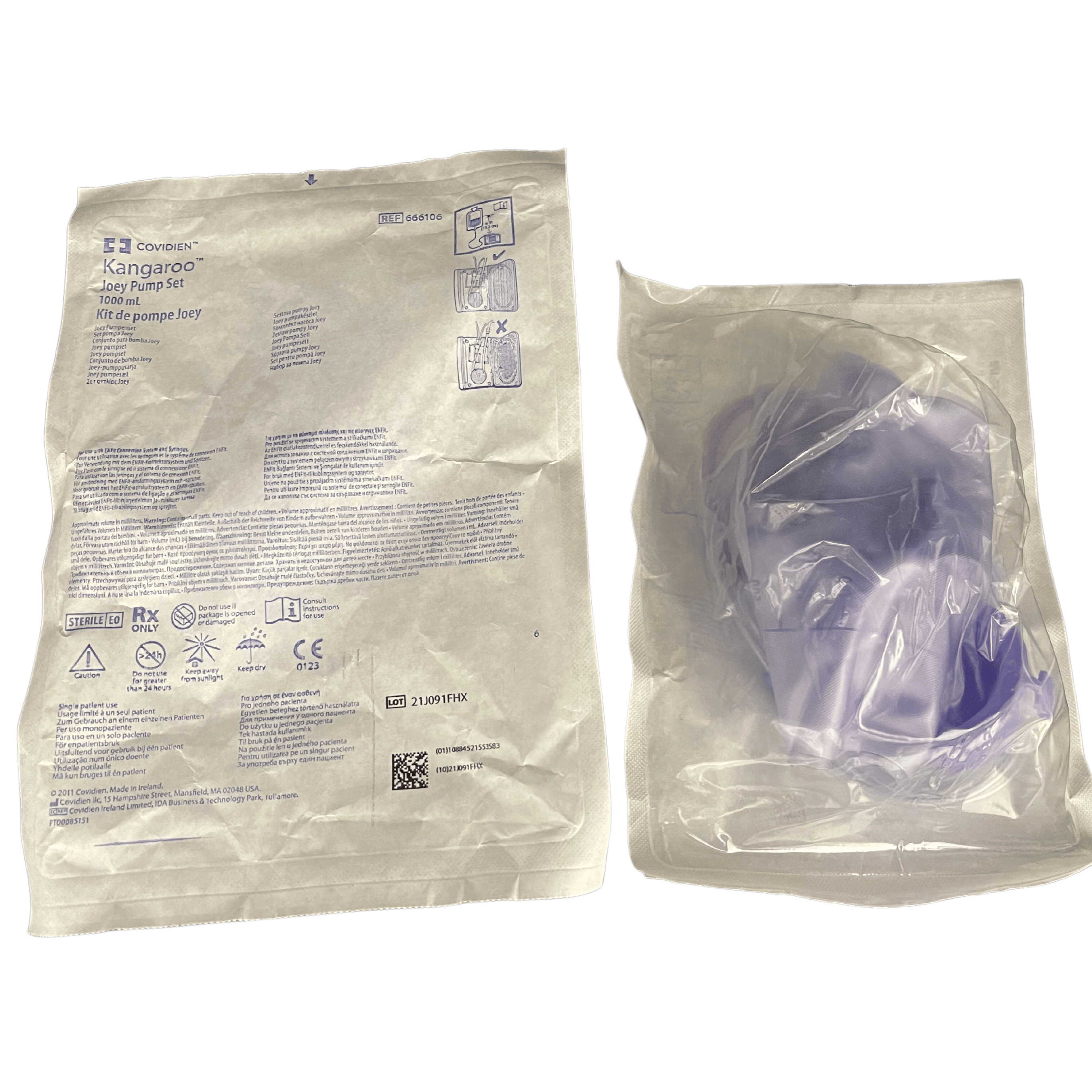 Kangaroo Joey Pump Set 1000mL EZ Cap Set, No Inline (763656) With Inline (666106)