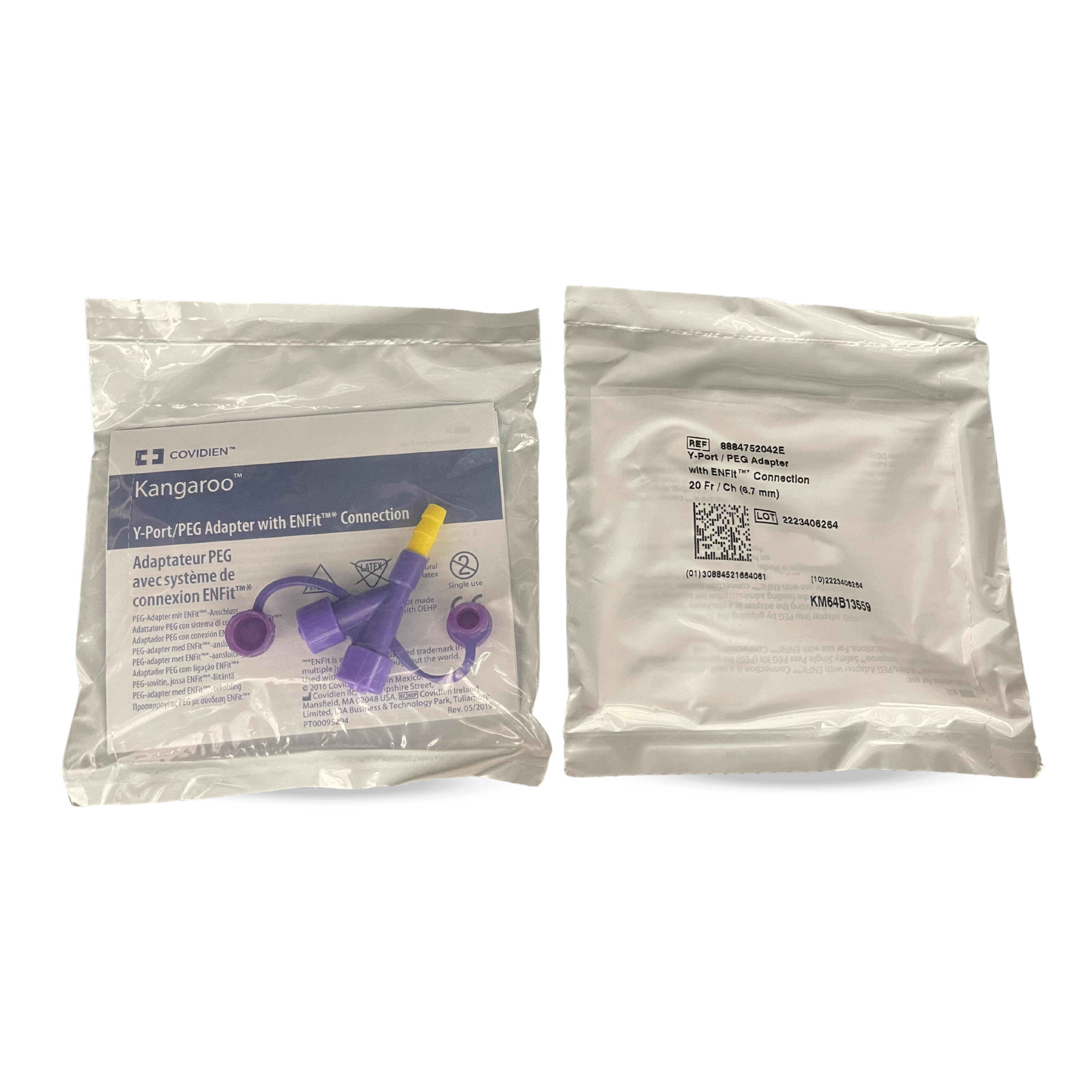 Kangaroo ENFit Y-Port/PEG Adapter, Non-sterile - 16FR 20FR