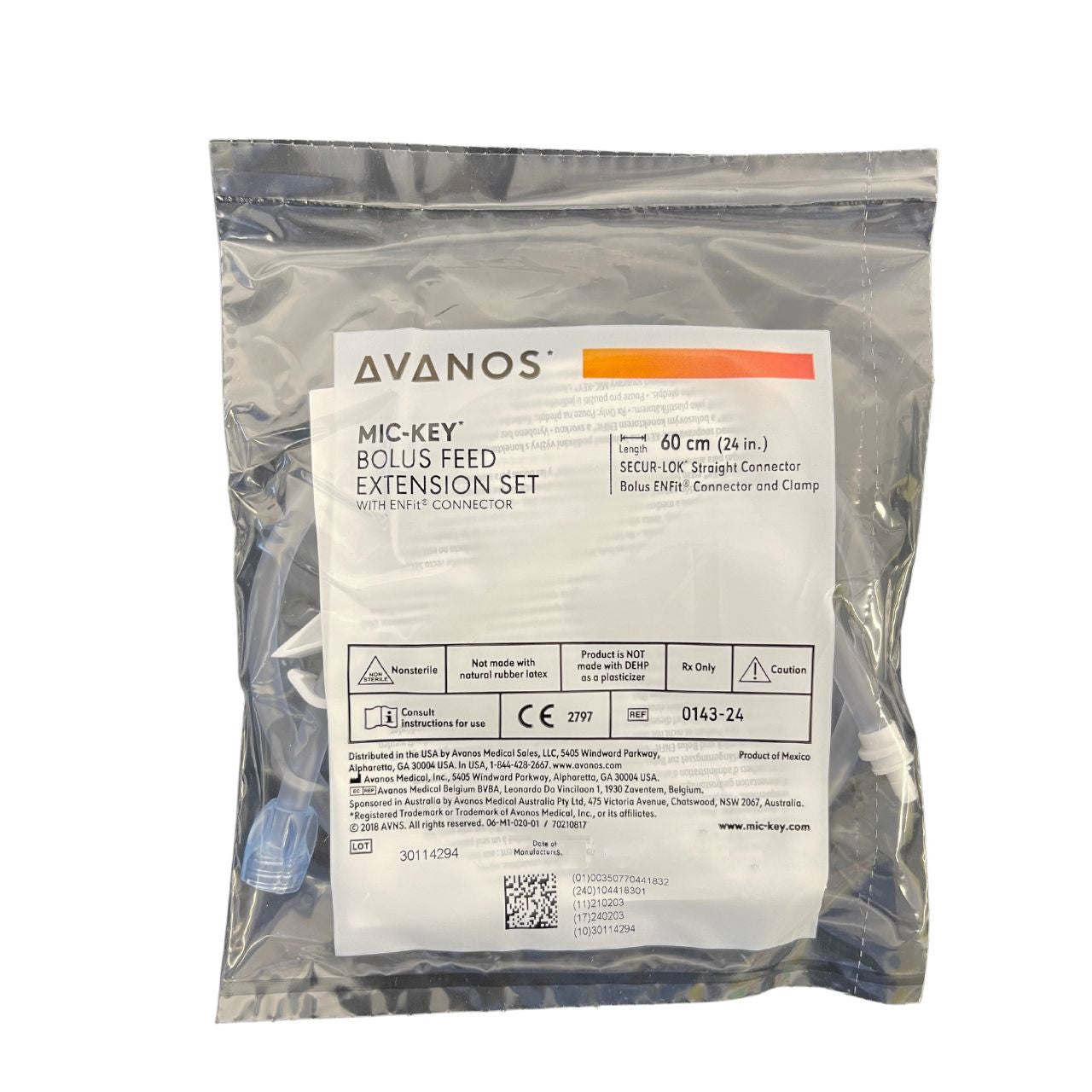 Avanos Mic-Key Low-Profile Gastrostomy Feeding Tube Bolus Cont Ext Set ...