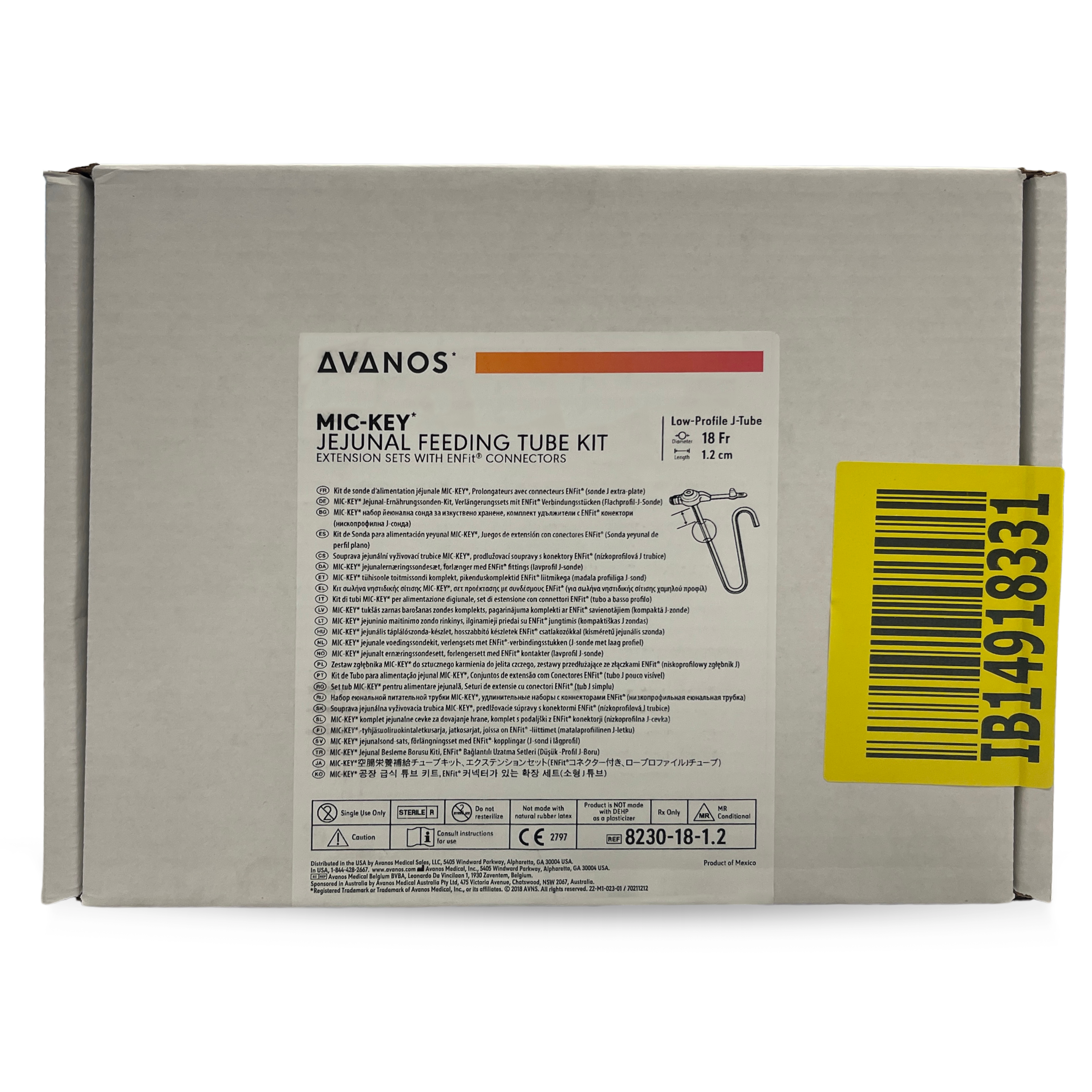 Avanos Mic-Key Low-Profile Jejunal Tube Enfit Extension Sets 14Fr/ 18Fr - All Sizes (0.8cm - 4.5cm)