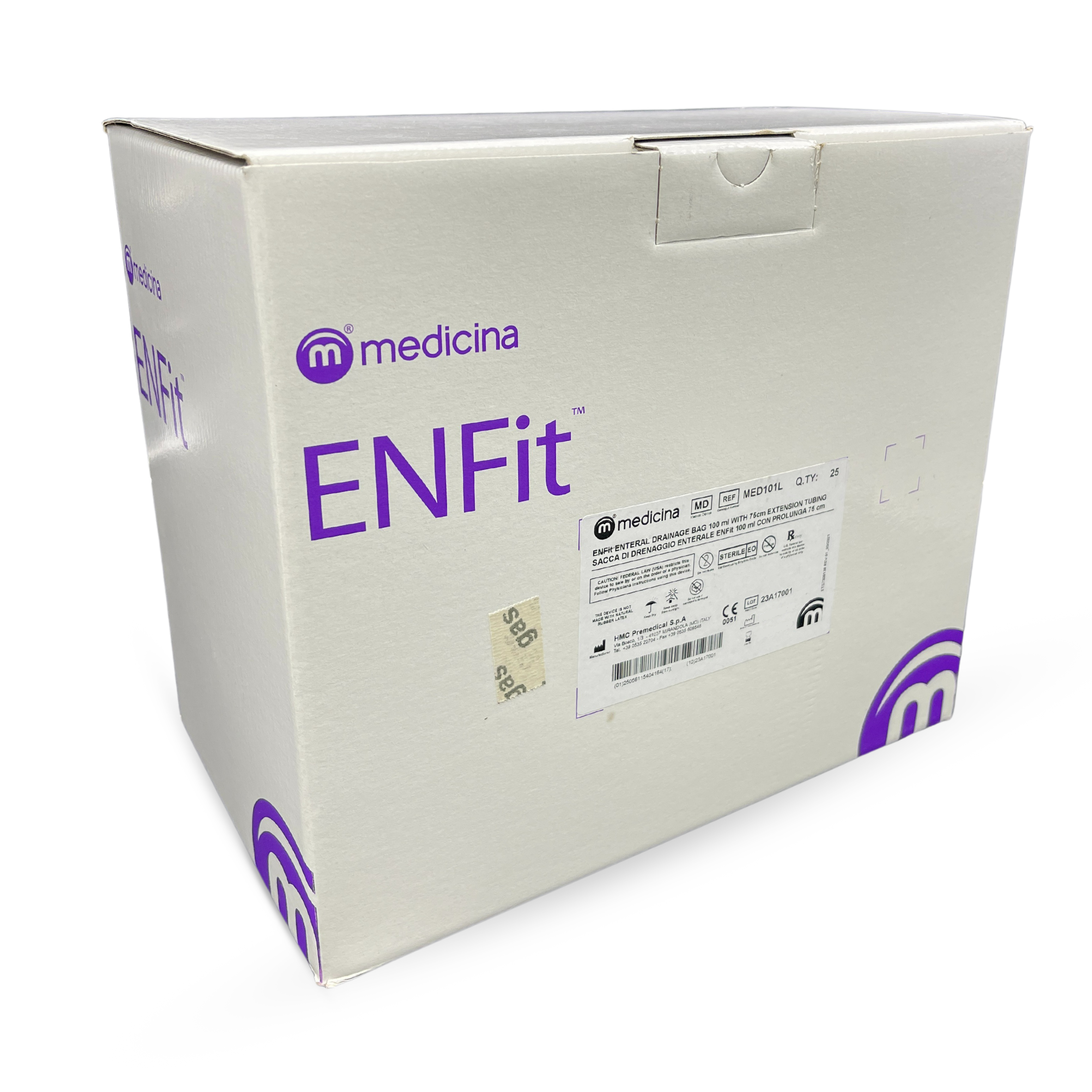 Medicina ENFit Enteral Drainage Bag With Extension Tubing, 50mL, 100mL, 250mL, 500mL, 1000mL