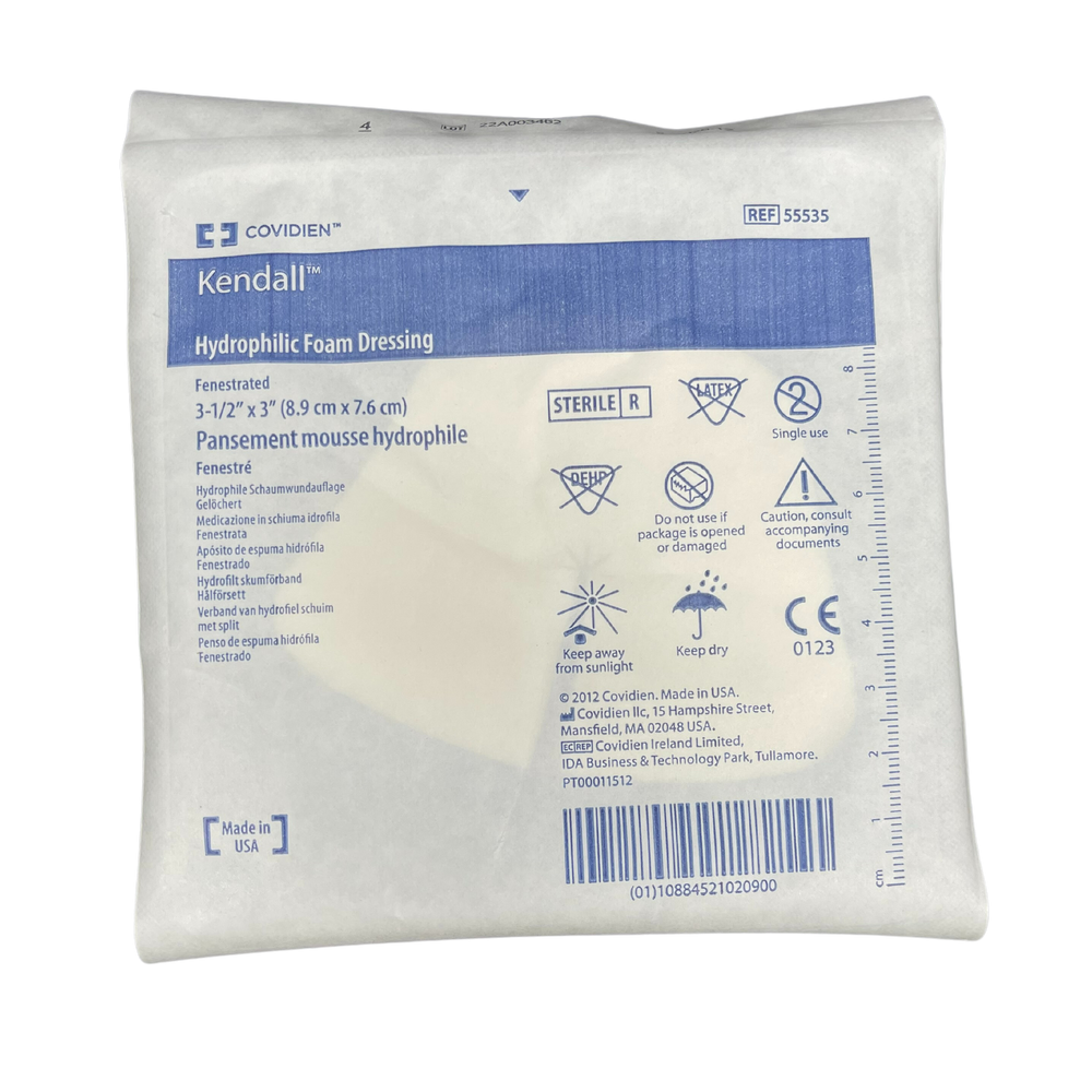 Kendall Hydrophilic Foam Dressing 8.9 X 7.6Cm Fenestrated Sterile (55535)