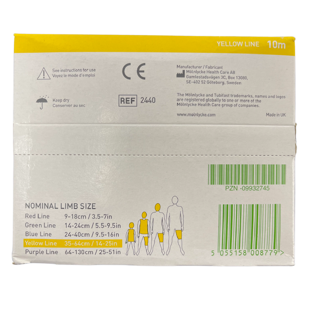 Molnlycke Tubifast Bandage Small Trunk/Head 35-65Cm Yellow, Roll of 10m (2440)