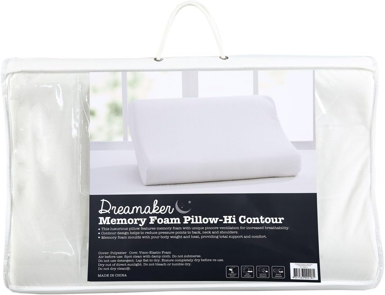 Dreamaker Contoured Ventilated Memory Foam Pillow