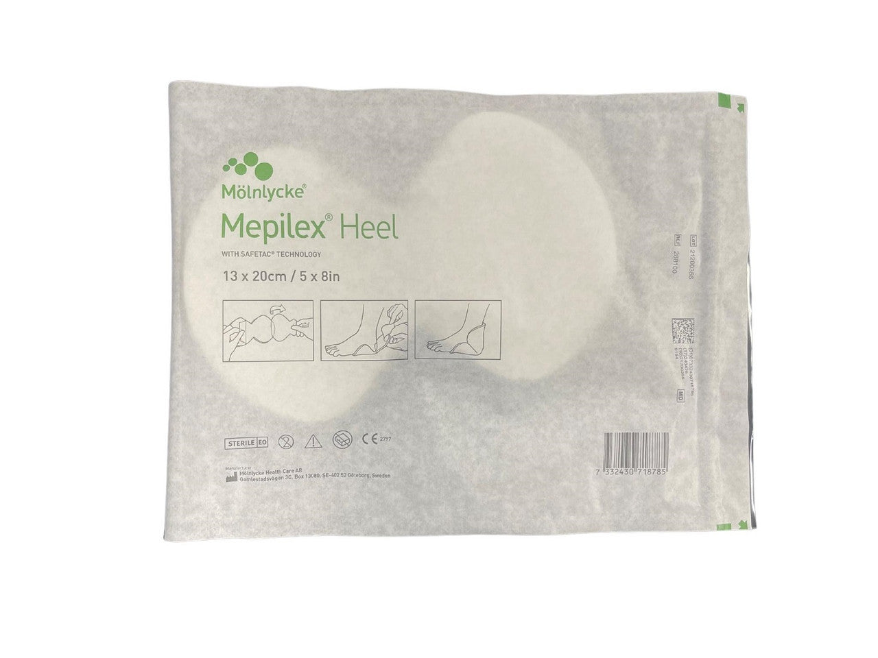 Molnlycke | Mepilex Heel Foam Dressing, Non-Adhesive, 13cm x 20cm 288100
