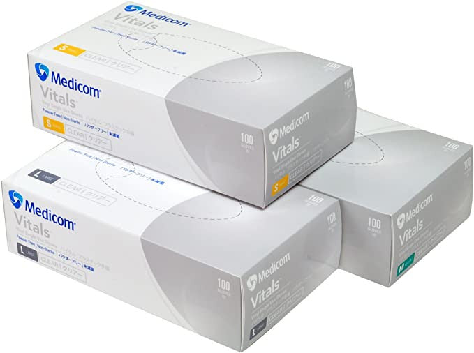 Medicom Vitals Vinyl Gloves Clear 4.5g, Box of 1000 - All Sizes ...