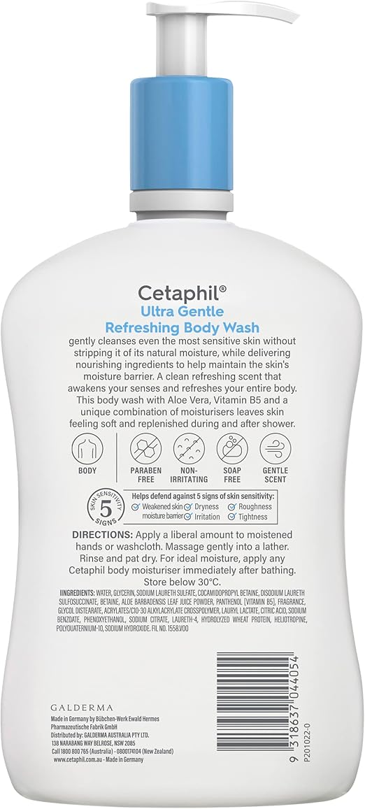 Cetaphil Ultra Gentle Refreshing Body Wash 1L, Each