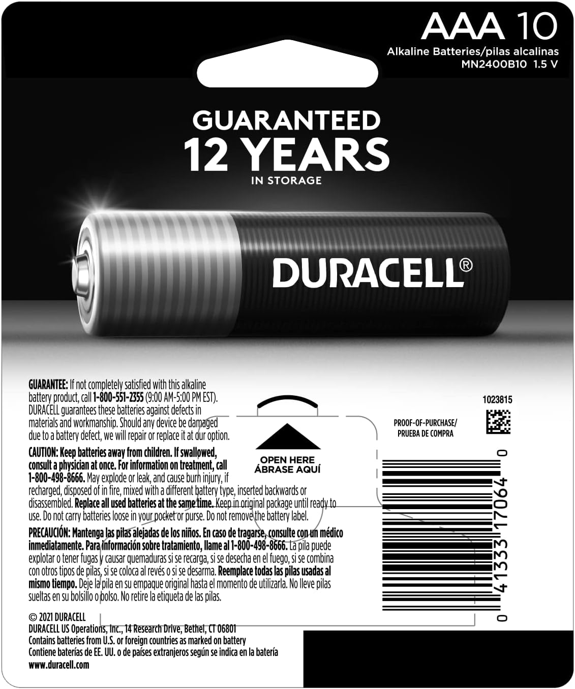 Duracell Coppertop AAA Batteries with Power Boost Ingredients, 10pcs / Pack