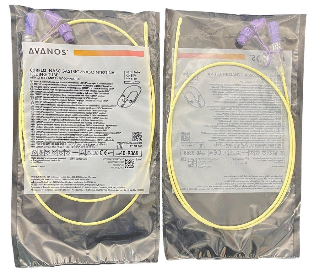 Avanos Corflo 8Fr Nasogastric Feeding Tube 91cm With Stylet, ENFit (40-9368)