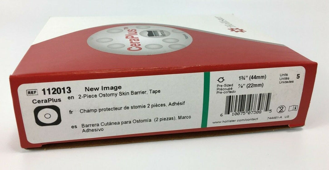 Hollister New Image Flat CeraPlus Skin Wear Barrier With Adhesive Tape Border, Box of 5 - All Sizes