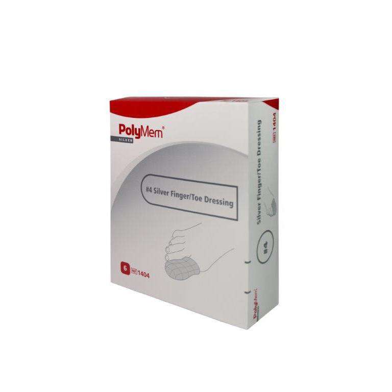 PolyMem Silver Finger Toe Dressing, Box of 6 - All Sizes