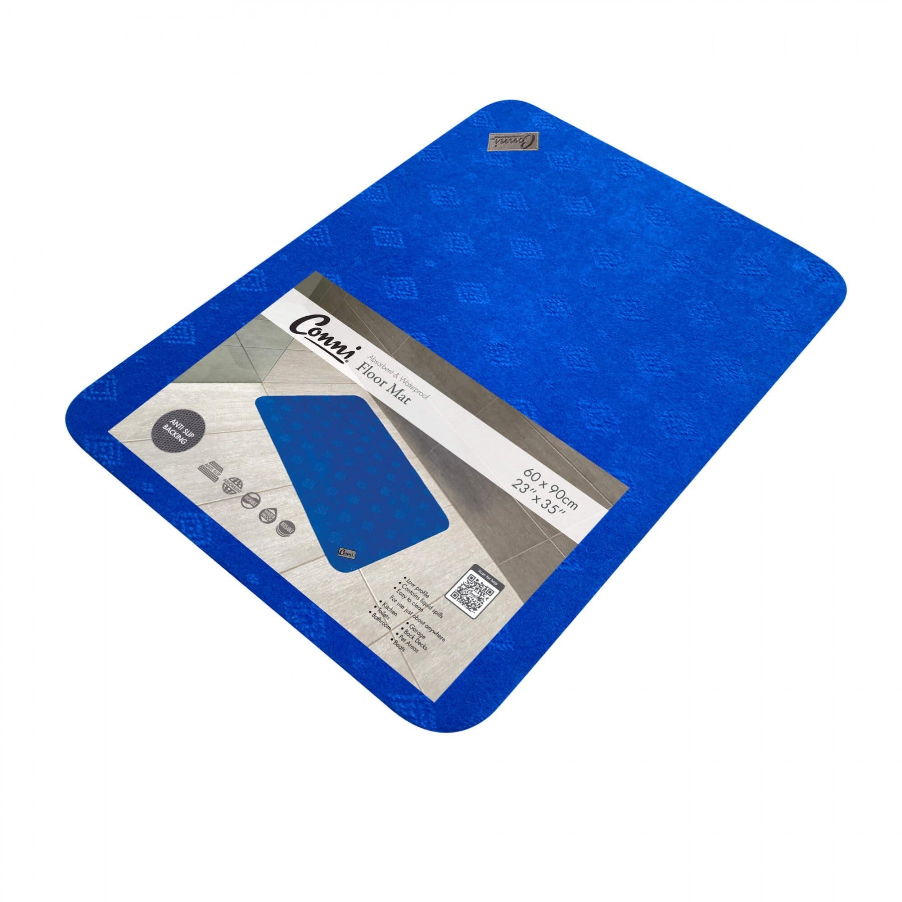 Conni Anti Slip Absorbent Floor Mat 60x90cm Classic, Each (Grey / Royal Blue / Pebble)