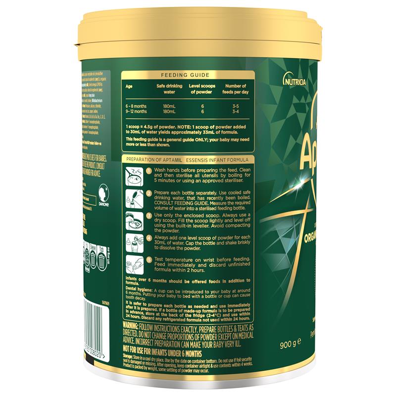 Nutricia Aptamil Essensis Organic A2 Protein Milk 900g - All Types