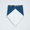 A navy bandana lying flat on a table