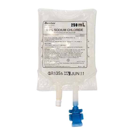 Baxter Viaflex 250mL Bag Sodium Chloride 0.9% Iv Intravenous (AHB1322)