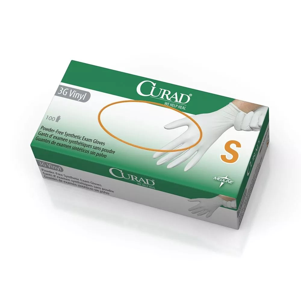 Medline | Curad 3G White Vinyl Exam Gloves / All Sizes - S/M/L/XL