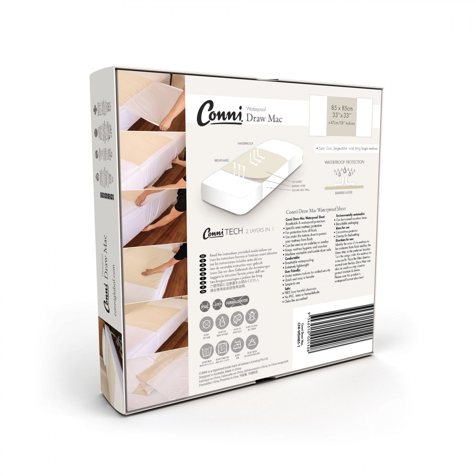 Conni Draw Mac Waterproof Sheet 85x85cm, Each (CNI-WDM85-1)