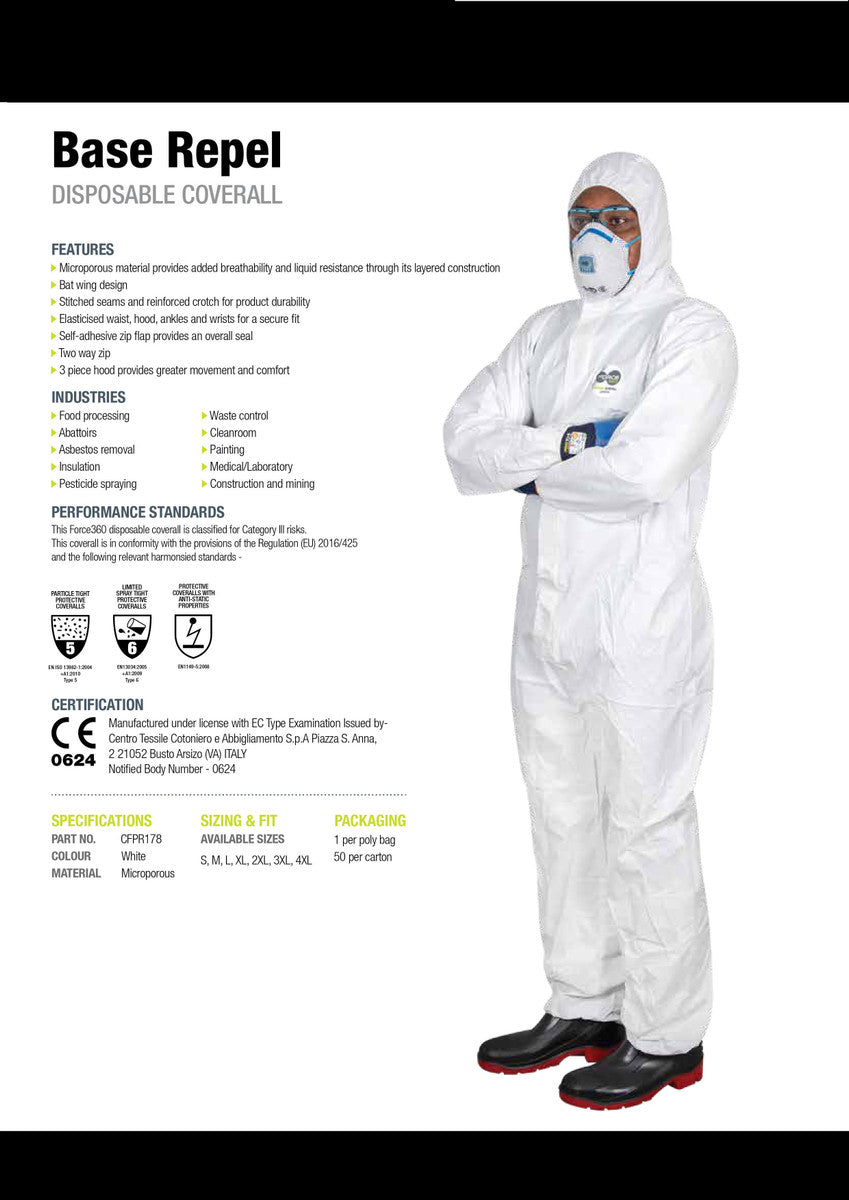 SMS COVERALL TYPE 5/6  Disposable Coverall, White Overalls, one pc