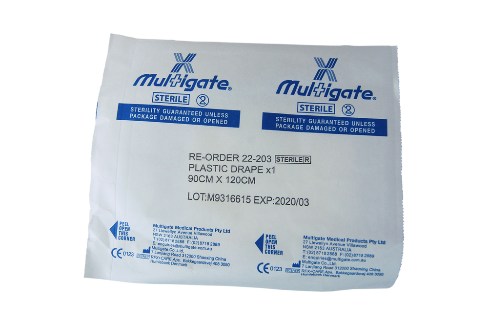 Multigate Recyclable Plastic Drape Sheet, Sterile, 120 x 90cm - Each