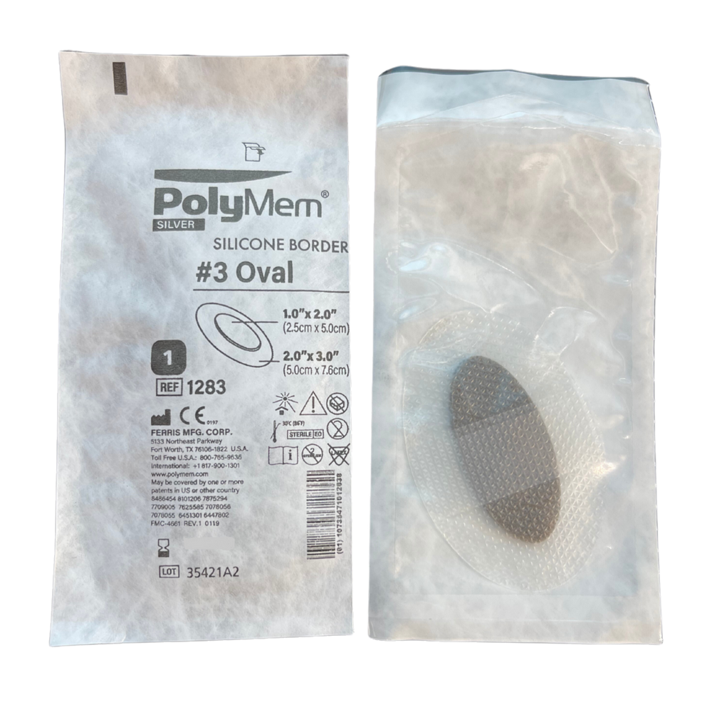 Polymem Silver Oval Silicone Border Dressing - All Sizes