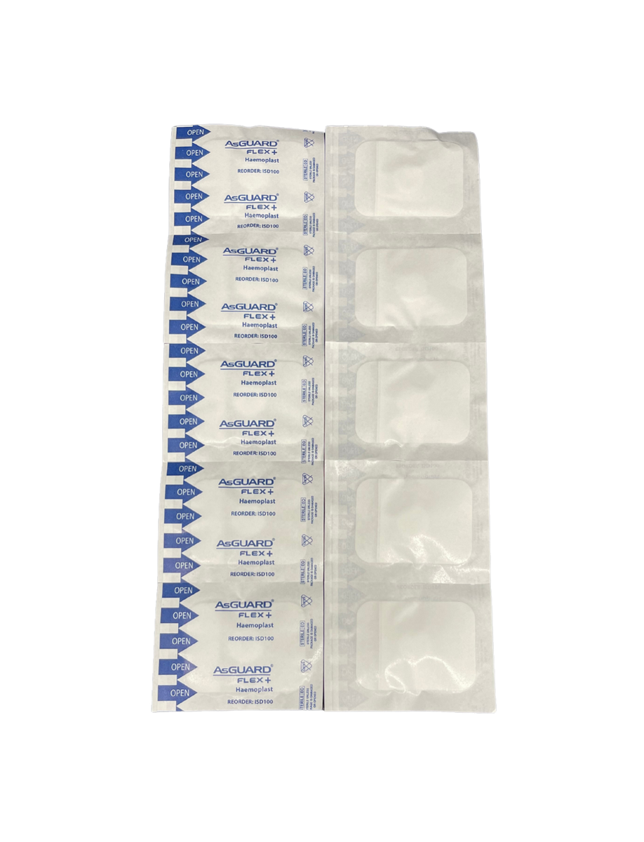 Asguard Flex + Haemoplast Pressure Pad, Box of 100 (ISD100)