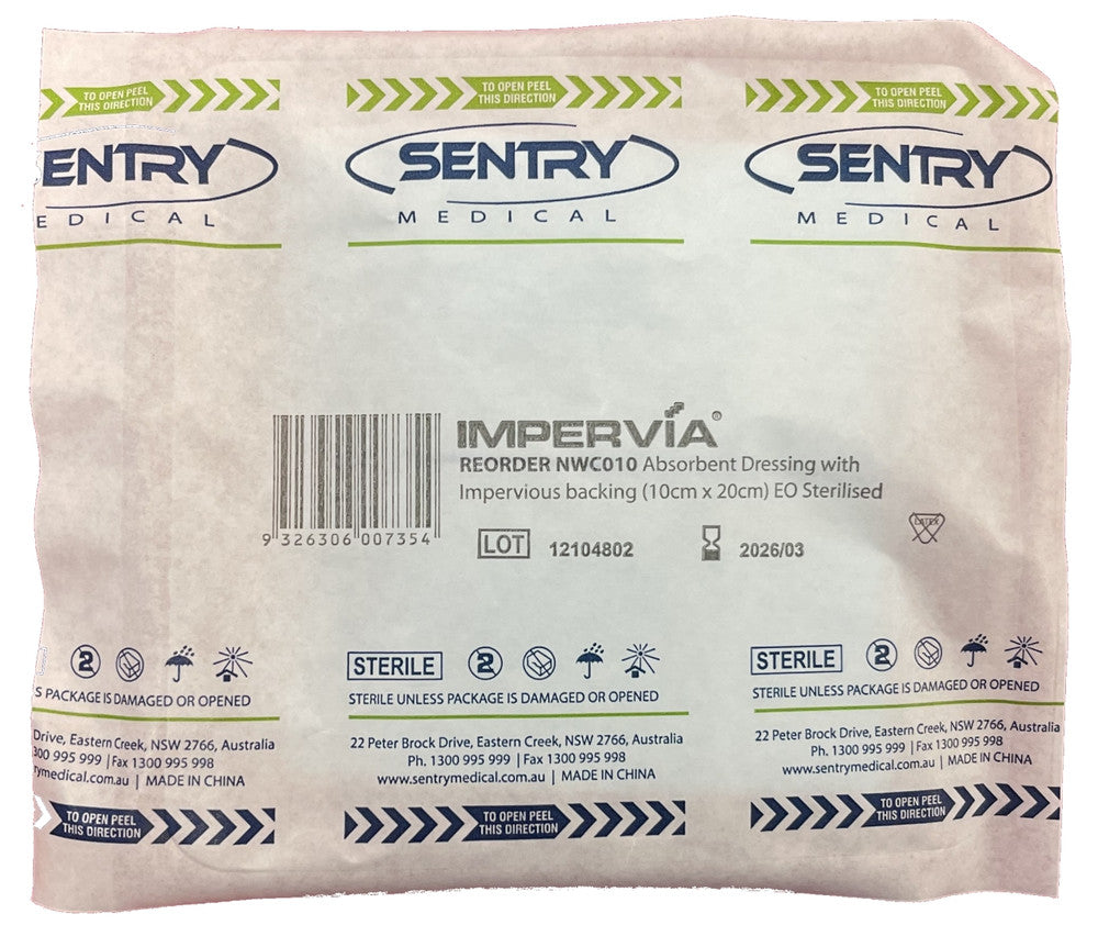 Impervia Absorbent Dressing, Pack of 25 (10cm x 20cm / 20cm x 20cm)