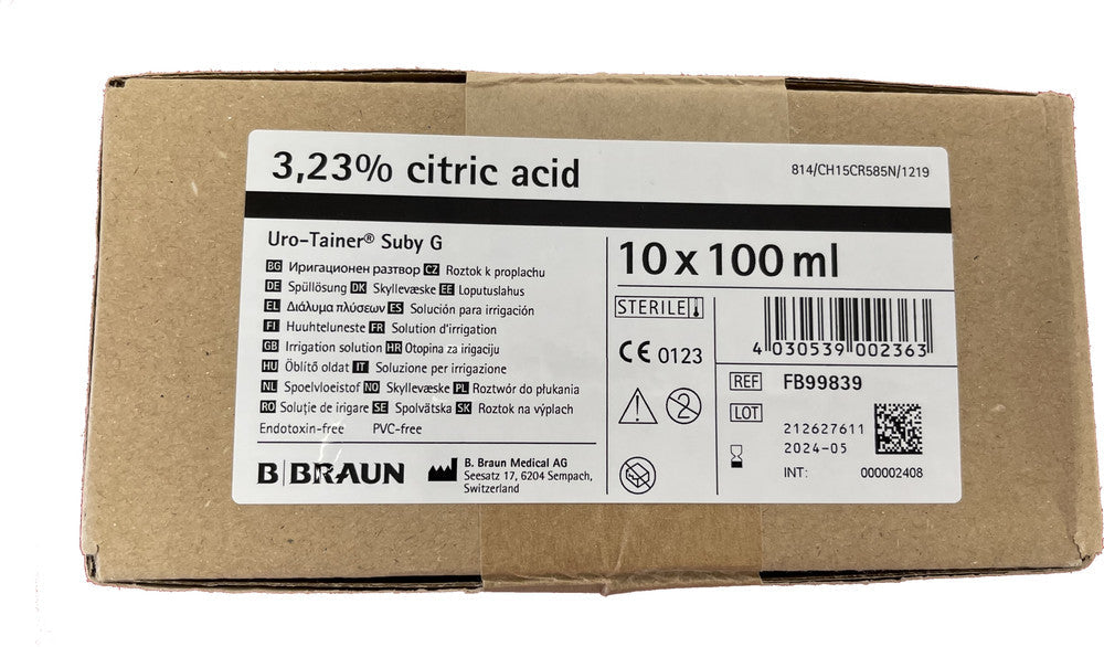 B. Braun | Uro-Tainer Suby G 100mL Sachets Citric Acid 3.23% FB99839
