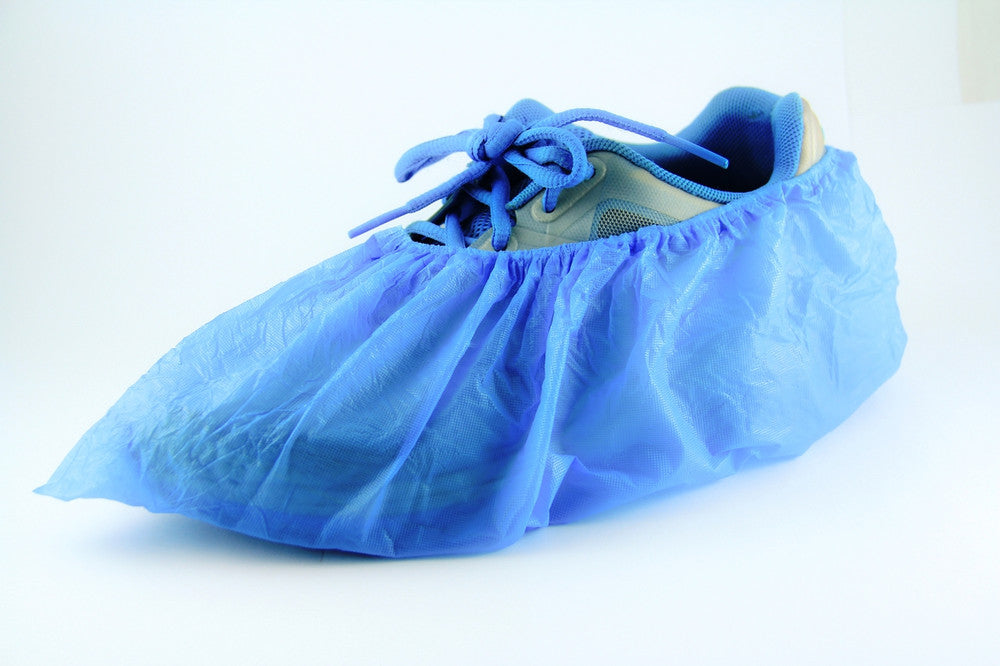 Plastic Shoe Covers Overshoes Waterproof CPE Shoe Cover Blue, 100pcs/pack - Carton of 10 Packs