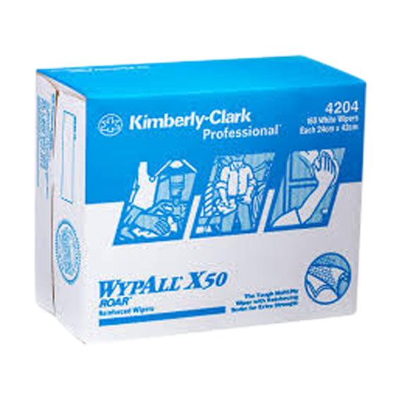 Wypall X50 Pop-up Wipers, 4-ply, 24 X 42cm, White, (160 Item / Box) - Box of 4