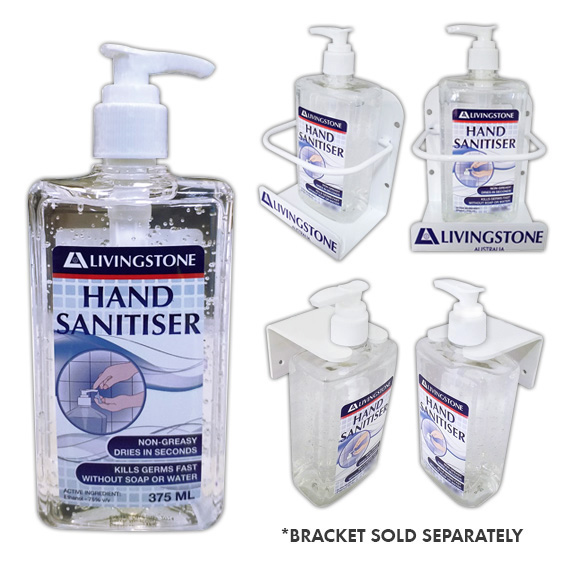 Antibacterial Hand and All-Purpose Sanitising Gel, 75pct Ethanol Ethyl Alcohol with Pump Dispenser, No Colouring, 375ml, Each