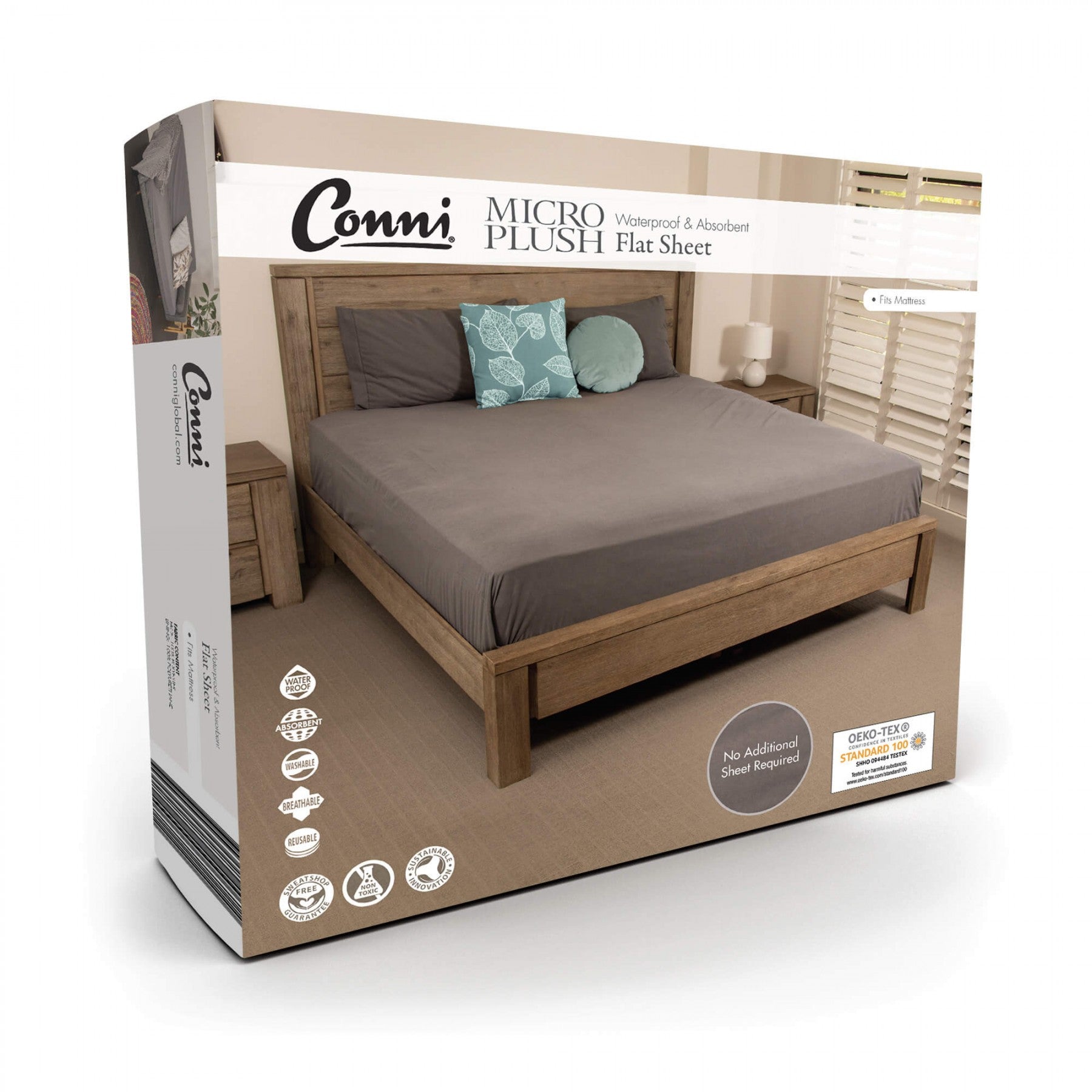 Conni Micro-Plush Waterproof Flat Sheet, Each - All Types