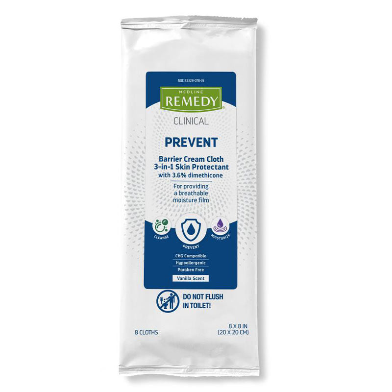 Medline | Remedy Barrier Cream Cloths with Dimethicone | 8 pack