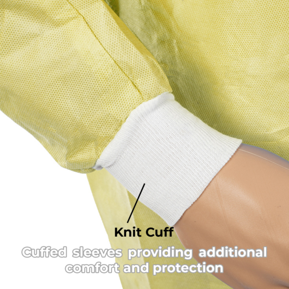 Isolation Gown PP+PE Level 2 40gsm Yellow - Pack of 10