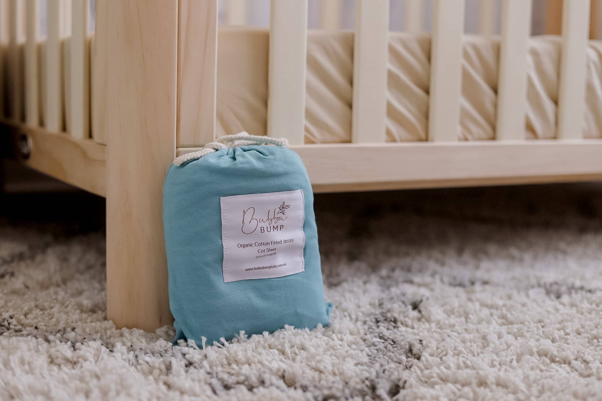 Duck Egg Blue Fitted Organic Cot Sheet - Bubba Bump