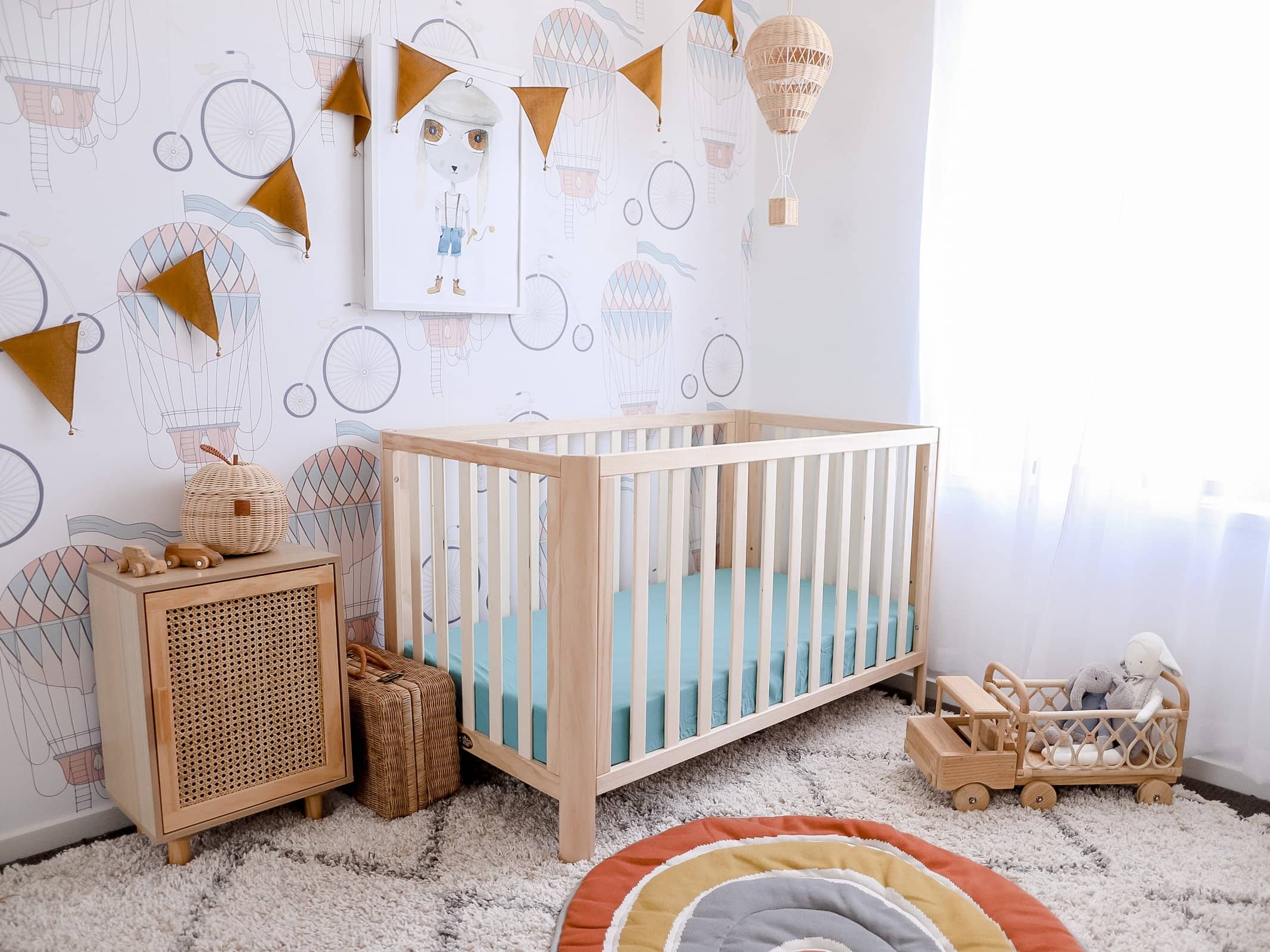 Duck Egg Blue Fitted Organic Cot Sheet - Bubba Bump