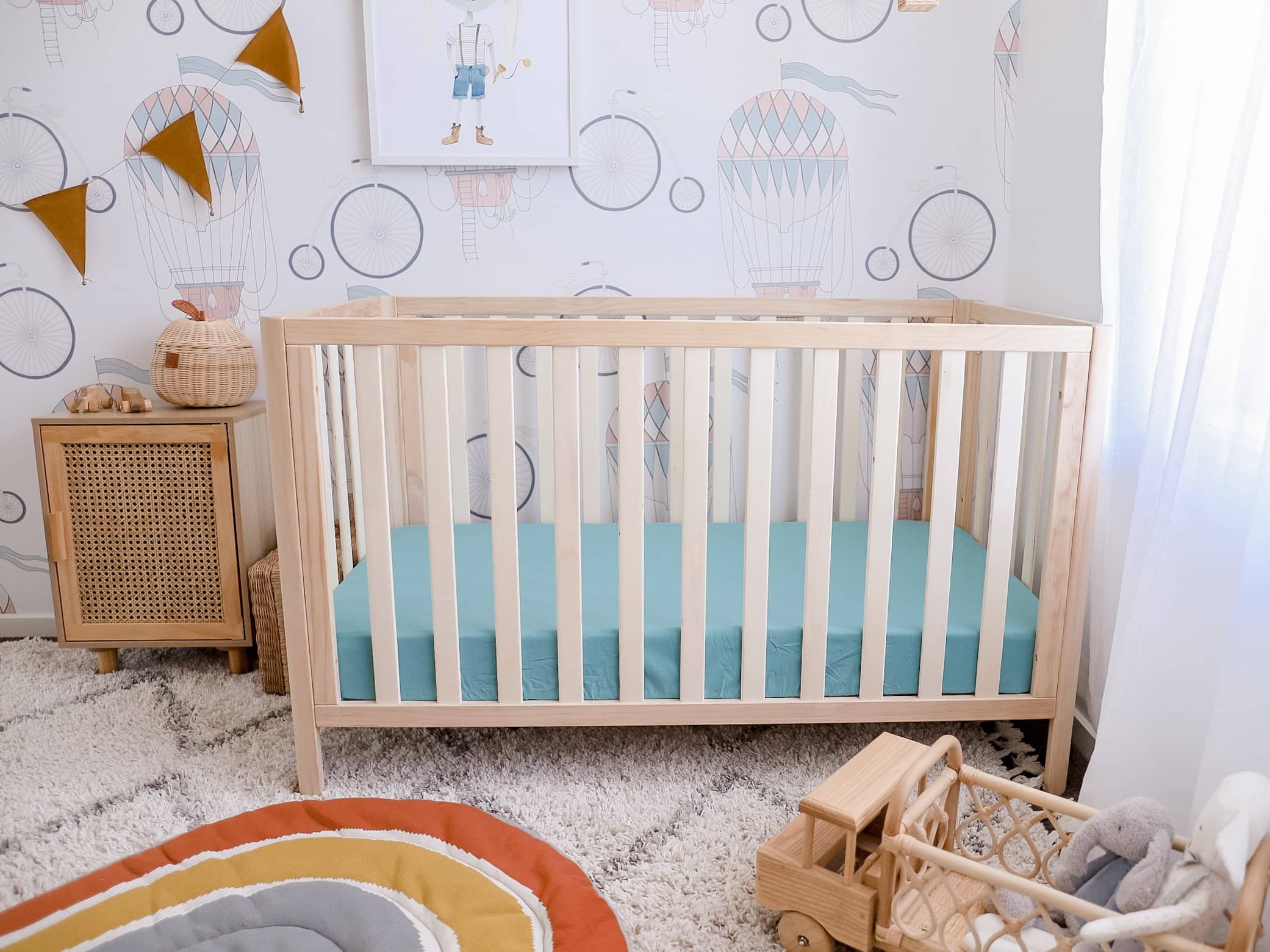 Duck Egg Blue Fitted Organic Cot Sheet - Bubba Bump