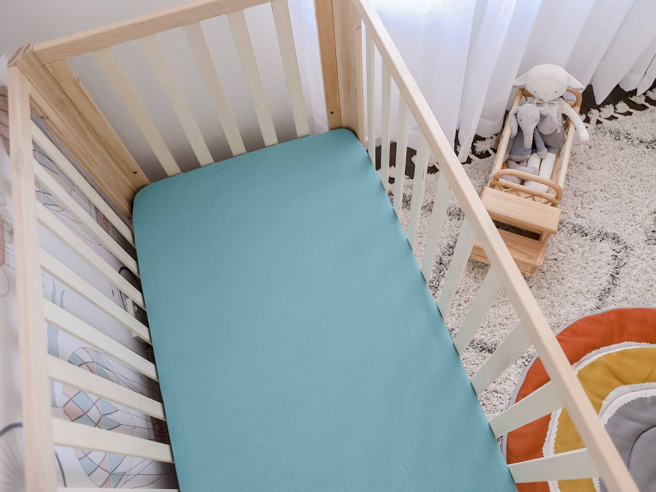 Duck Egg Blue Fitted Organic Cot Sheet - Bubba Bump