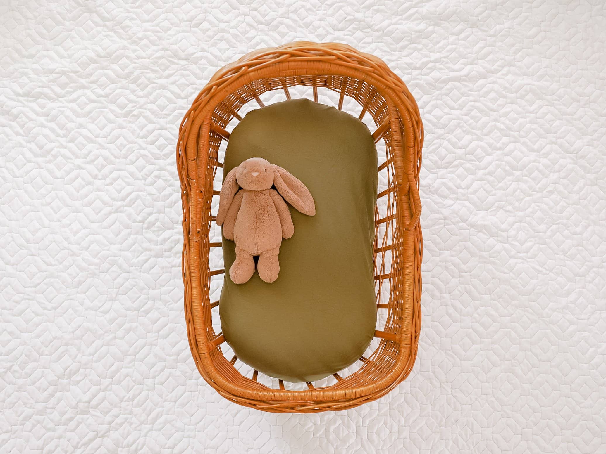 Olive Fitted Organic Bassinet Sheet/ Change Mat Cover - Bubba Bump