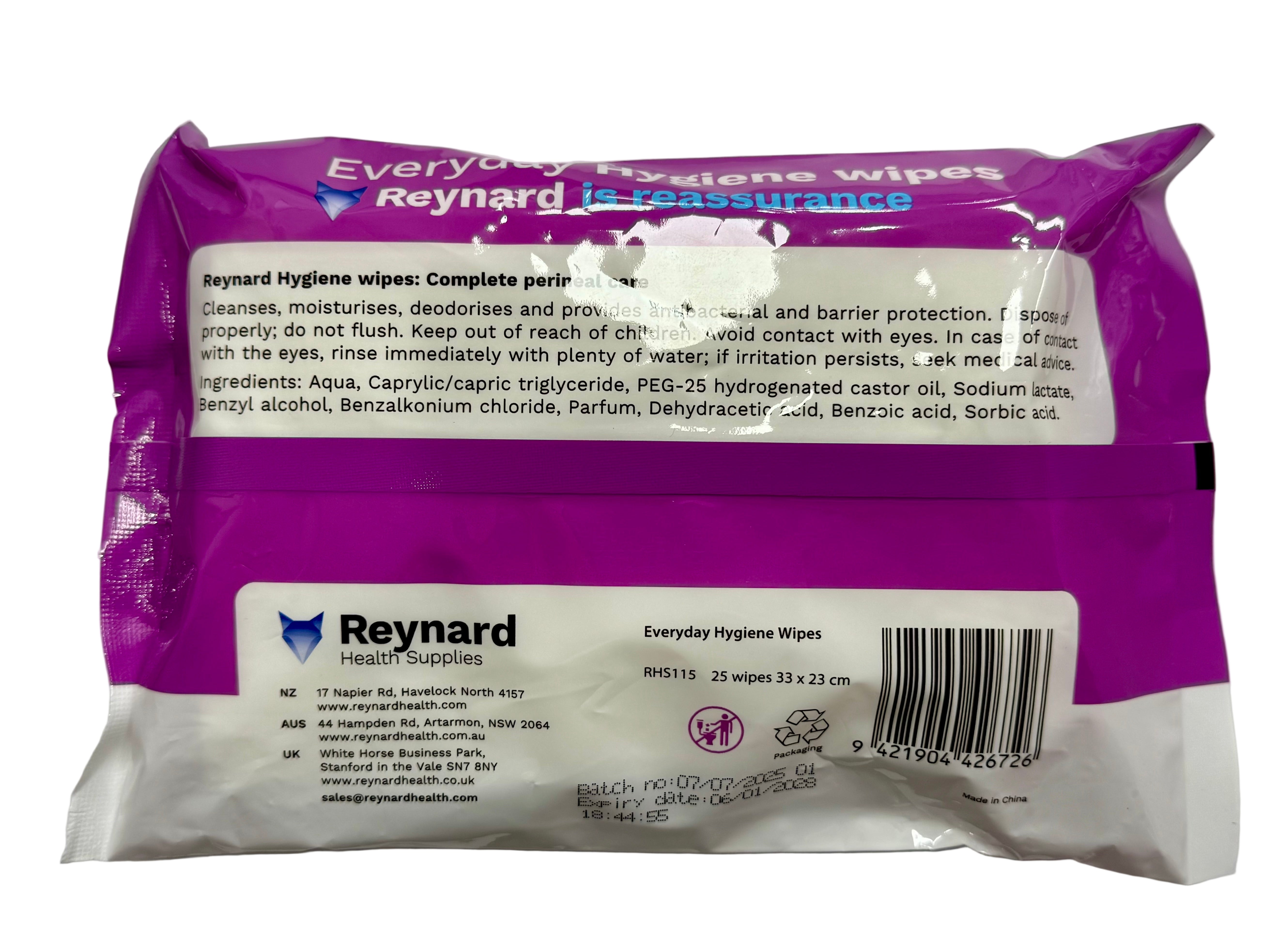 Reynard | Everyday Hygiene Wipes 25 Pack 33x22cm HN-RHS115