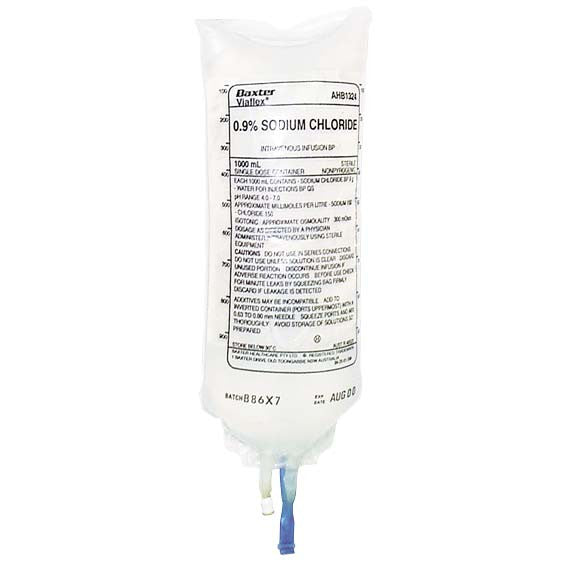 Baxter Intravenous IV Infusion 0.9% Sodium Chloride Bag 1 Litre (AHB1324)